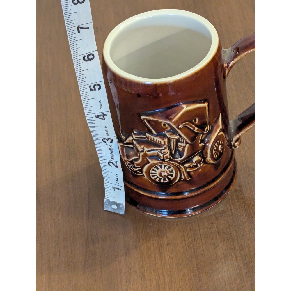 Vintage 1974 Hall Pottery Ohio AAA Mug 1905 Pierce Stanhope Antique Car USA Made - Picture 4 of 5